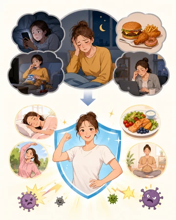 생활 리듬에 따른 면역력 변화 설명 이미지4