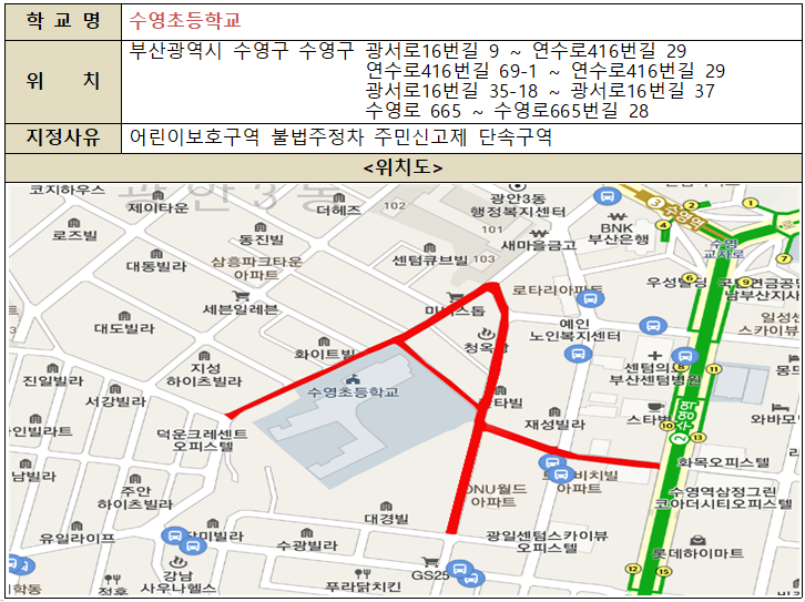 수영초등학교 어린이보호구역