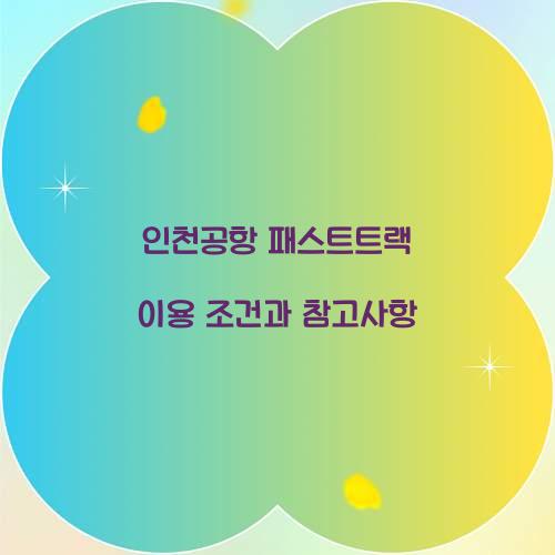 인천공항 패스트트랙 이용 조건