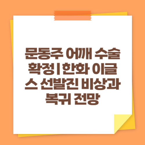 문동주 어깨 수술 확정|한화 이글스 선발진 비상과 복귀 전망