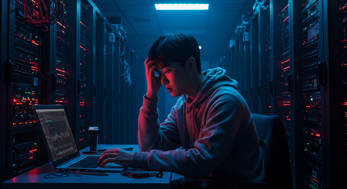 서버 과부하로 네트워크 오류를 겪는 GPT-5를 상징적으로 보여주는 이미지