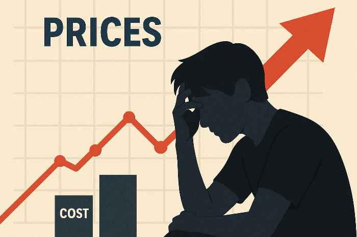 물가 상승과 소비 부담을 시각화한 그래픽