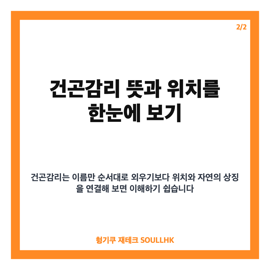 태극기 건곤감리 뜻과 위치, 하늘&middot;땅&middot;물&middot;불 상징 한눈에 보기 카드뉴스 3