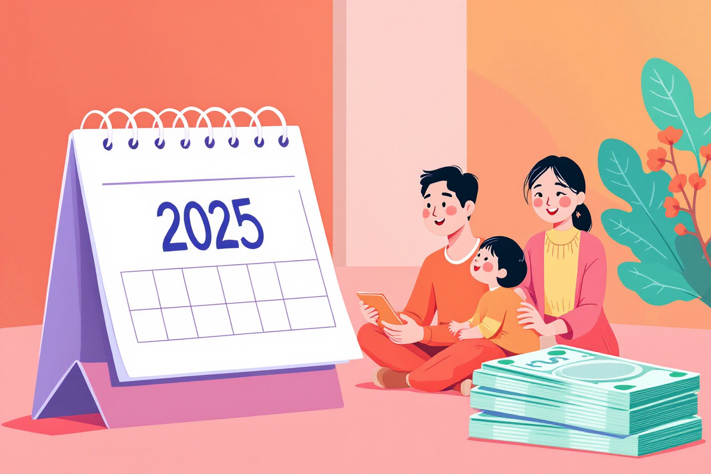 025 근로장려금 지급일을 확인하며 기대하는 한국 가족 일러스트