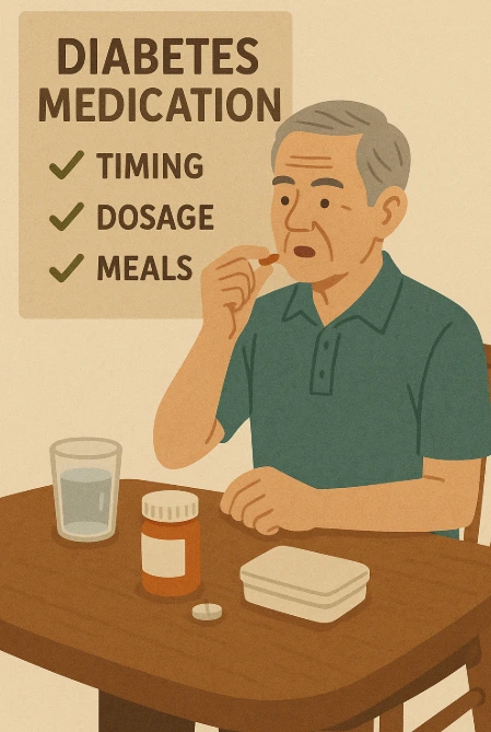 당뇨약 복용하고 있는 할아버지를 나타내는 사진