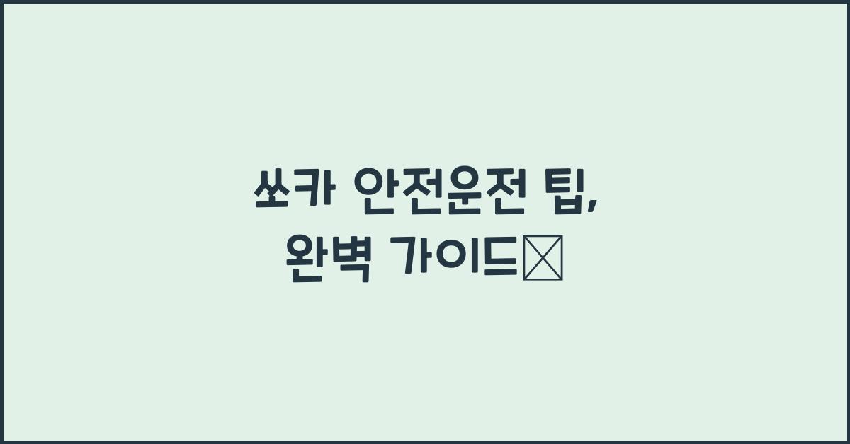 쏘카 안전운전 팁