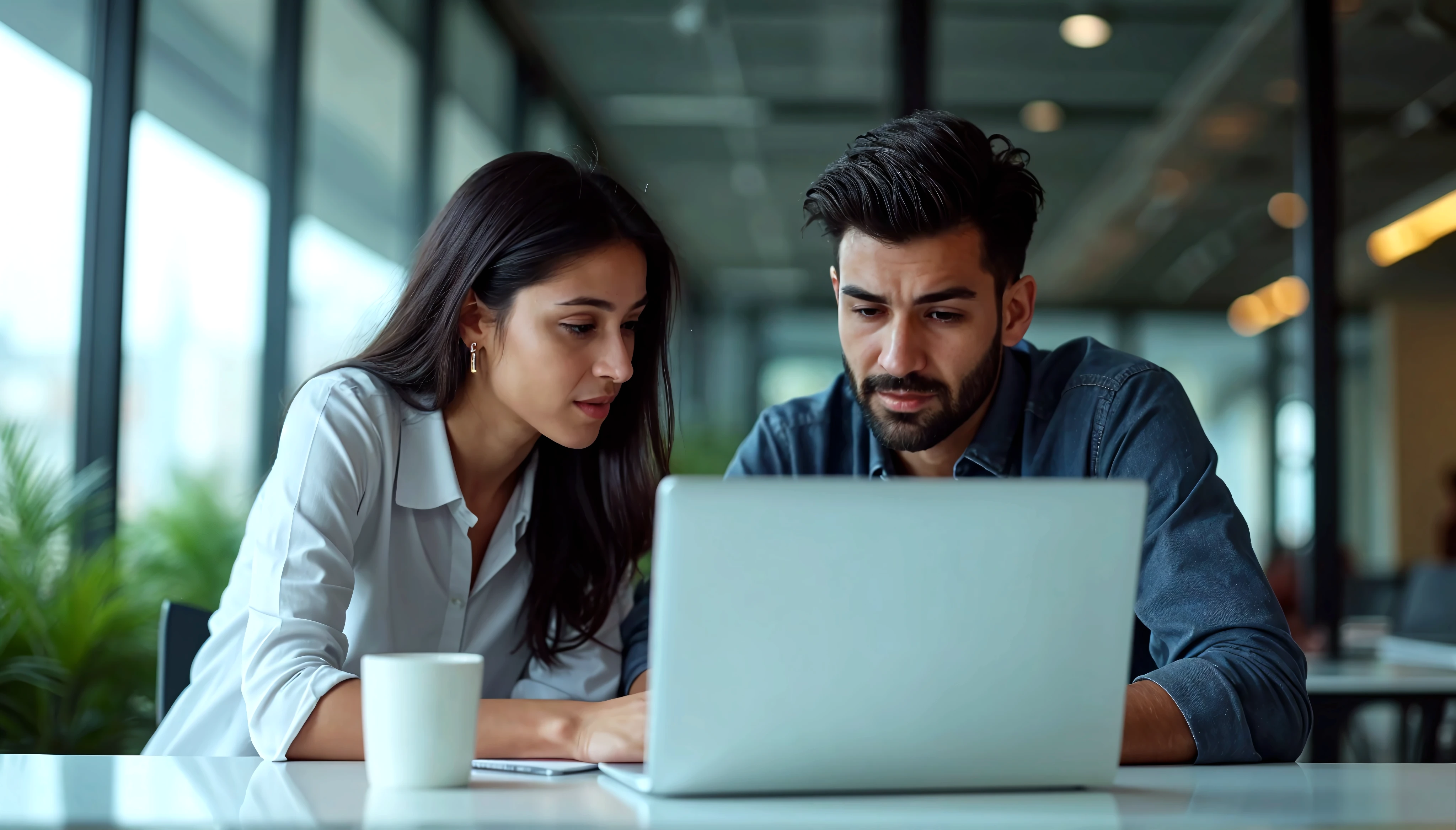 PC를 보고 청약정보를 보는 부부 이미지