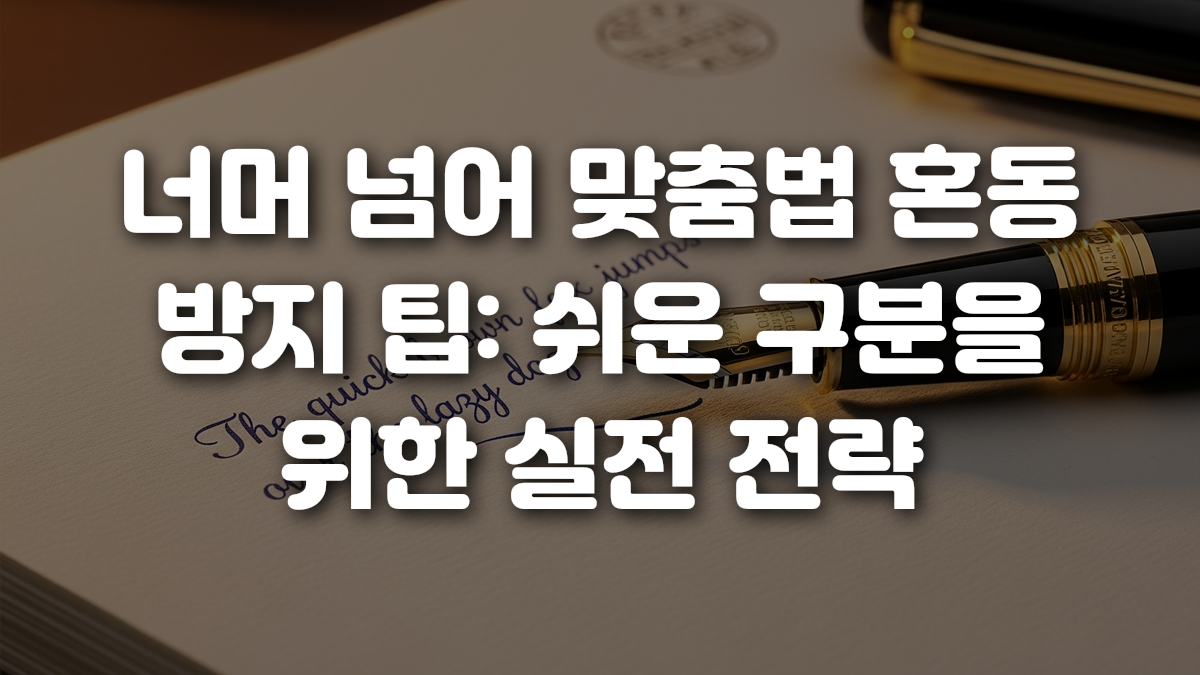 너머 넘어 맞춤법 혼동 방지 팁 쉬운 구분을 위한 실전 전략