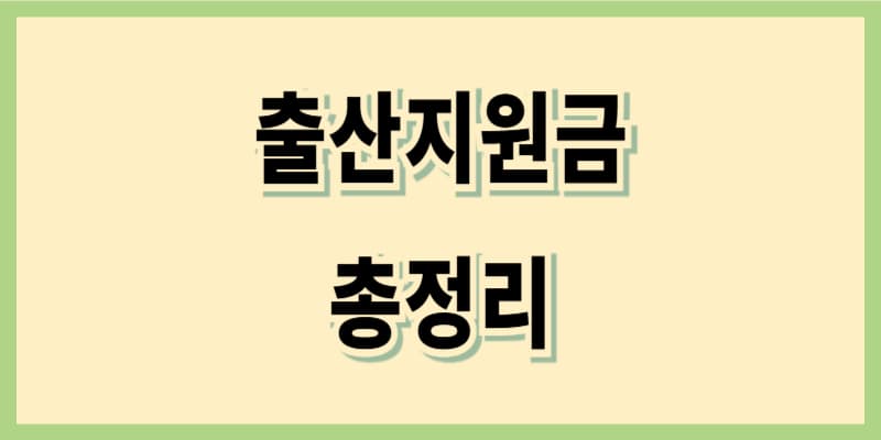 출산지원금 총정리