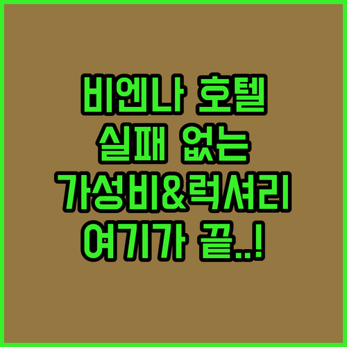 비엔나 호텔 추천 5곳 가성비부터 럭..