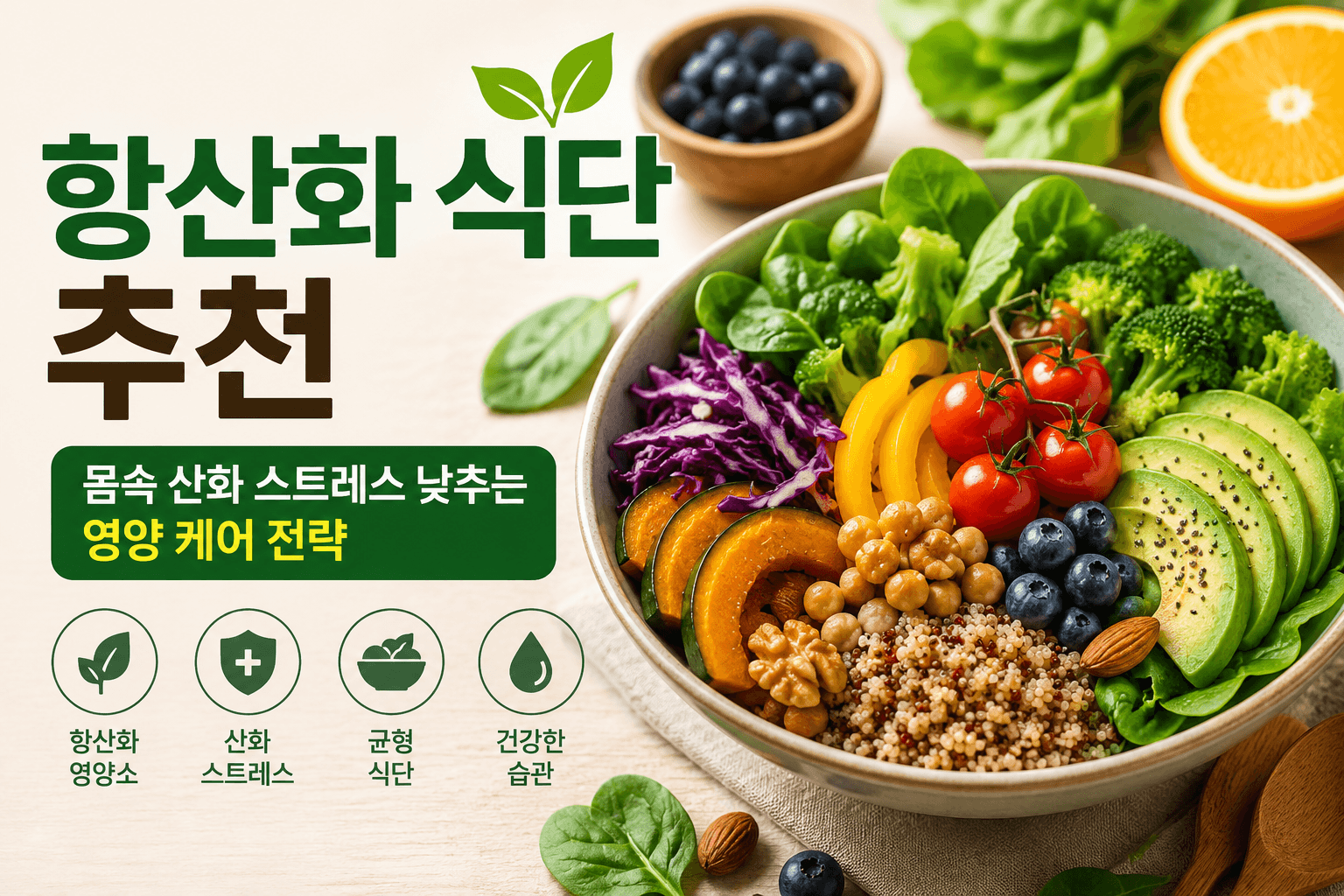 항산화 식단 추천 ❘ 몸속 산화 스트레스 관리에 도움이 되는 영양 전략