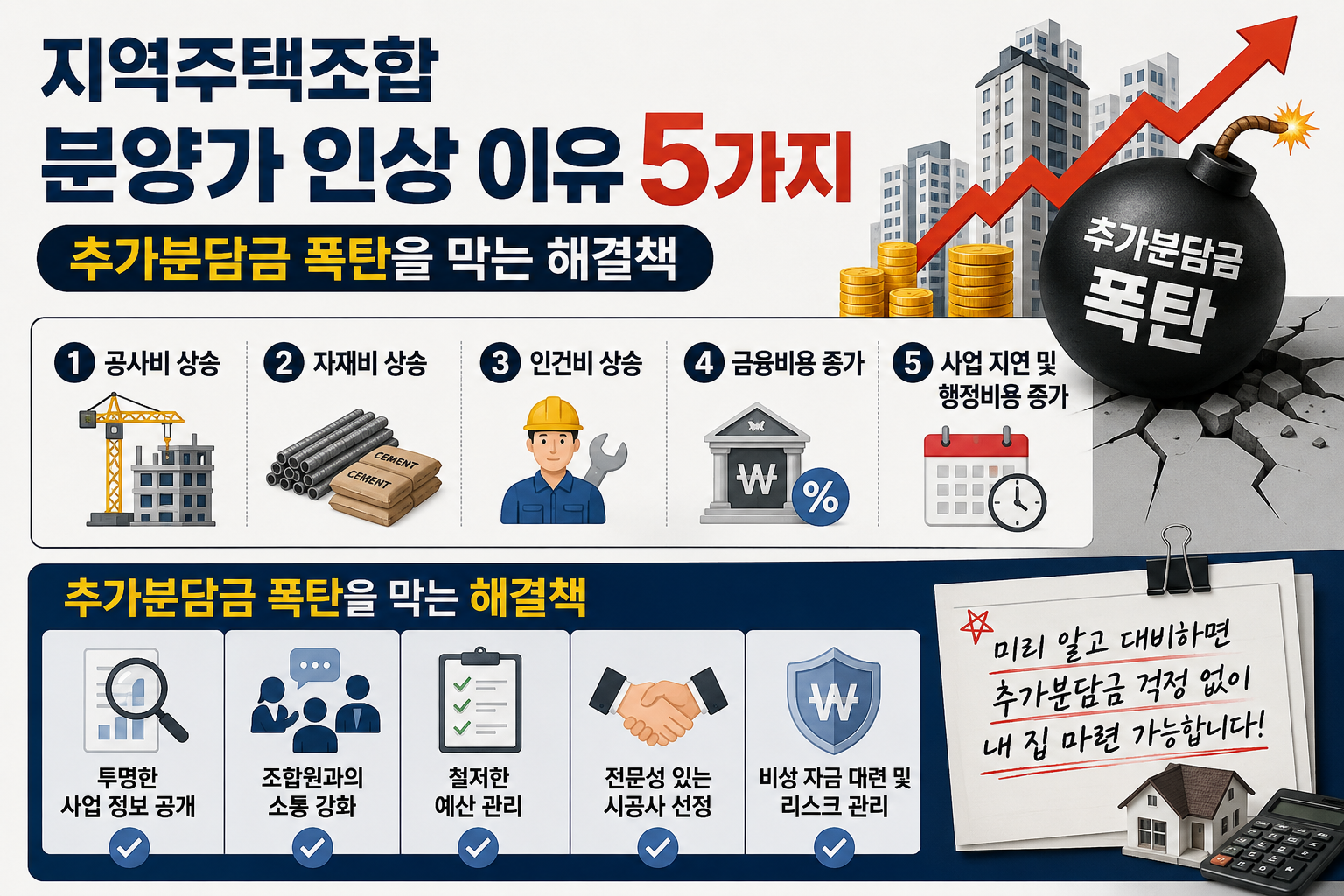 지역주택조합 분양가 인상 이유 5가지, 추가분담금 폭탄을 막는 해결책