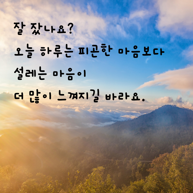 기분 좋은 아침 인사말 문구 이미지 모음