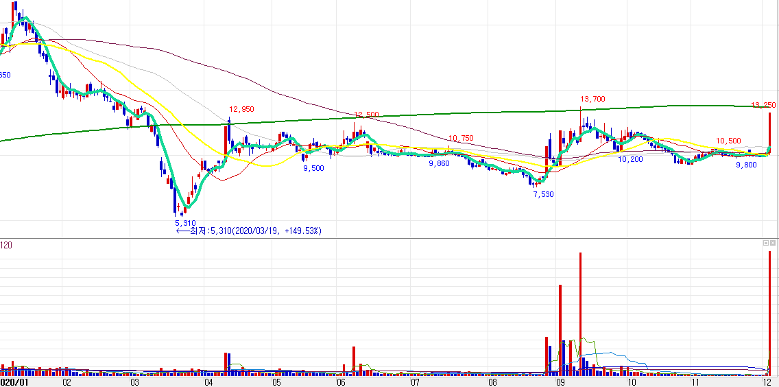 엘엠에스 일봉 차트