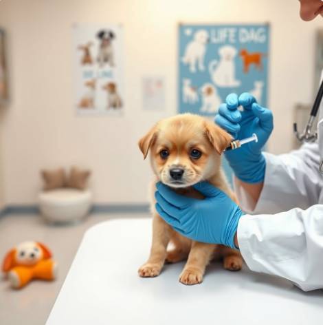 강아지 예방 접종 모습