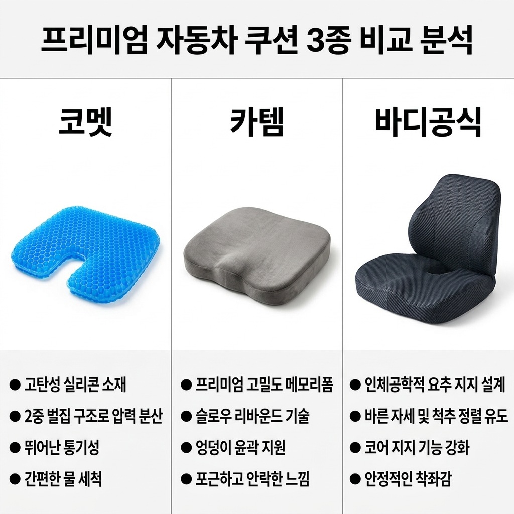 차량용 시트쿠션 고르는법 3종 비교