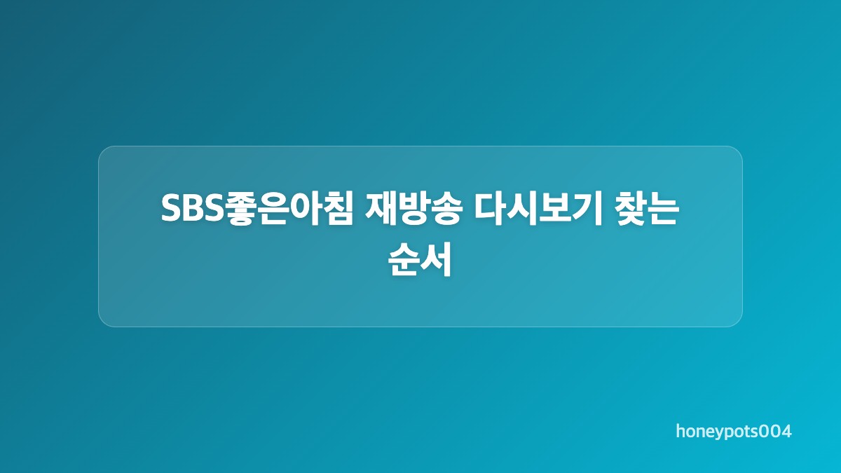 SBS좋은아침 재방송 TV에서 확인하는 방법