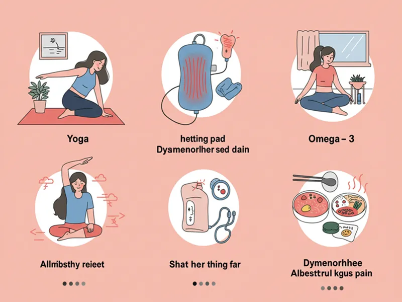 생리통 완화, 요가, 찜질, 오메가-3, 가정 요법, 여성 건강, 생활 습관, korea