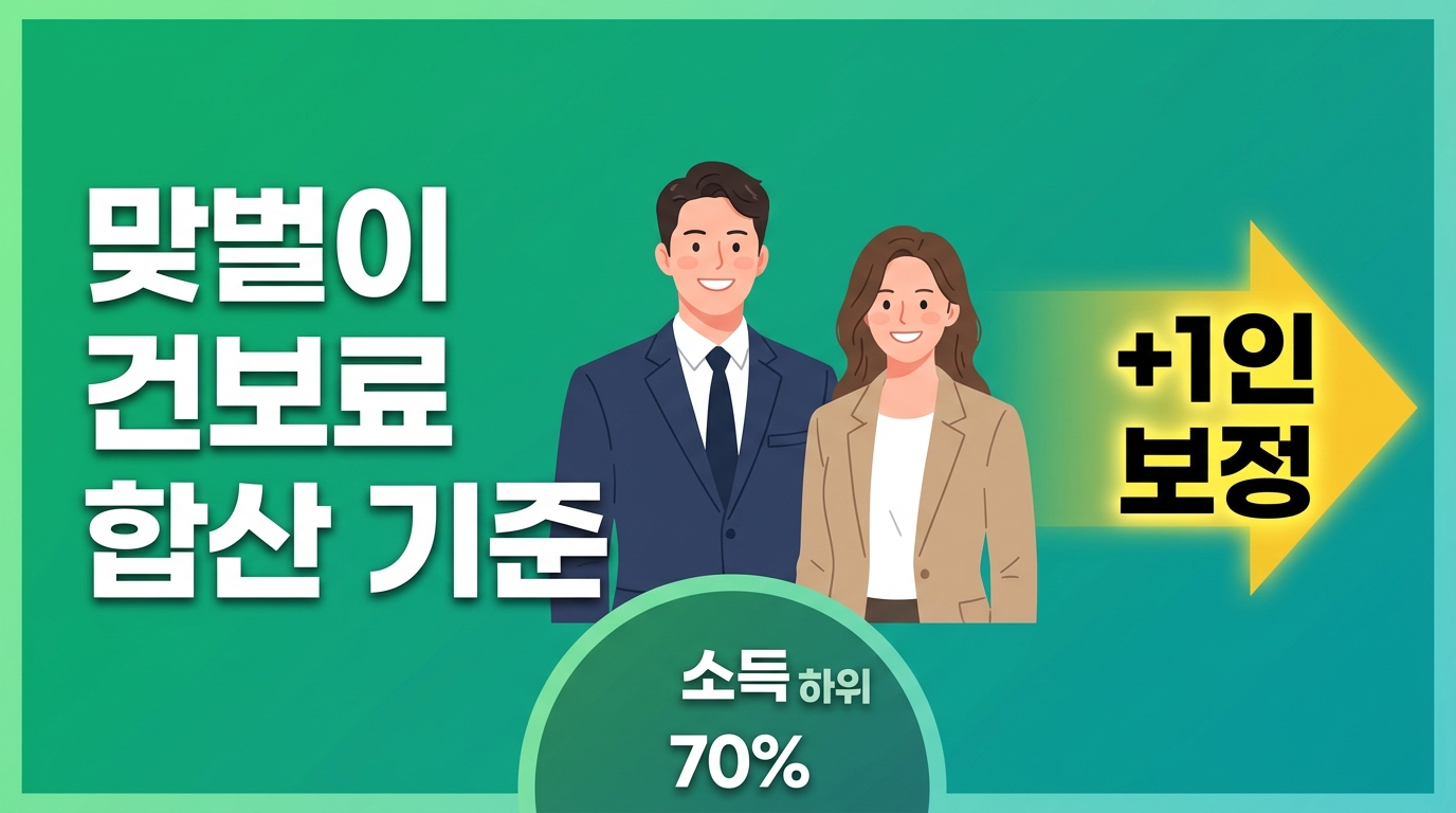 맞벌이 가구 소득 하위 70% 건강보험료 합산 기준 &mdash; 가구원 수 +1 보정과 계산 실수 주의