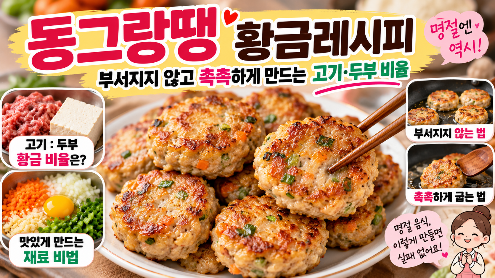 동그랑땡 황금레시피｜부서지지 않고 촉촉하게 만드는 고기&middot;두부 비율