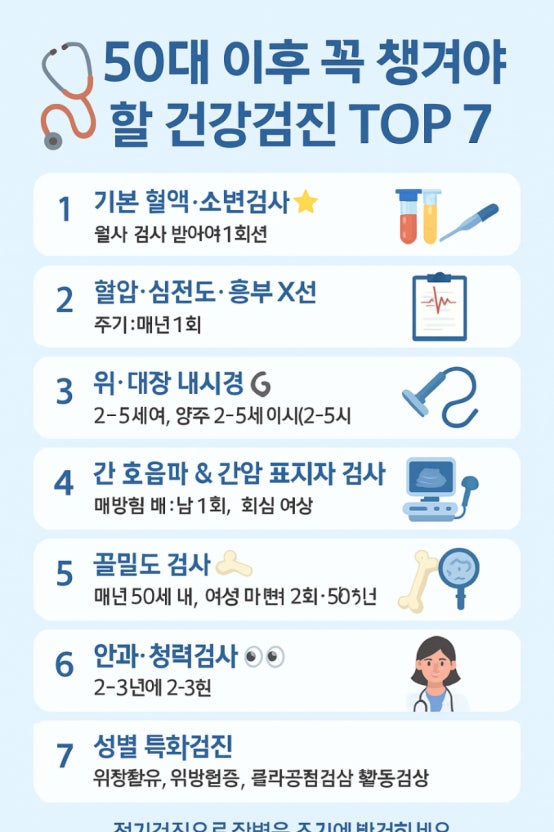 중년 이후 꼭 챙겨야 할 건강 체크리스트