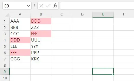 엑셀에서 열 비교 하는 간단한 방법 캡처5