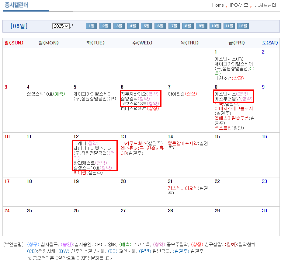 2025년 8월 공모주 청약일정 총정리