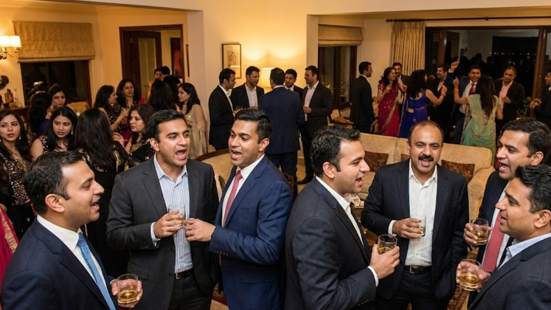 사람들이 저 정도로 많이 모이고, 정말 시끄럽습니다. 인도 파티 진짜 장난아닙니다.