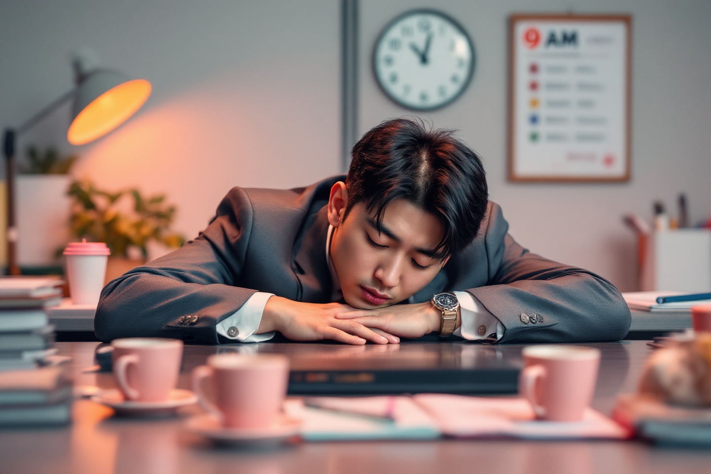 연휴 후 피로와 무기력감에 시달리는 직장인의 모습