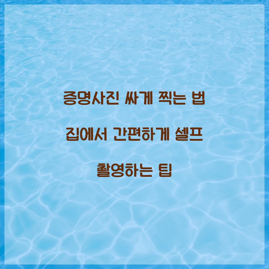 증명사진 싸게 찍는 법