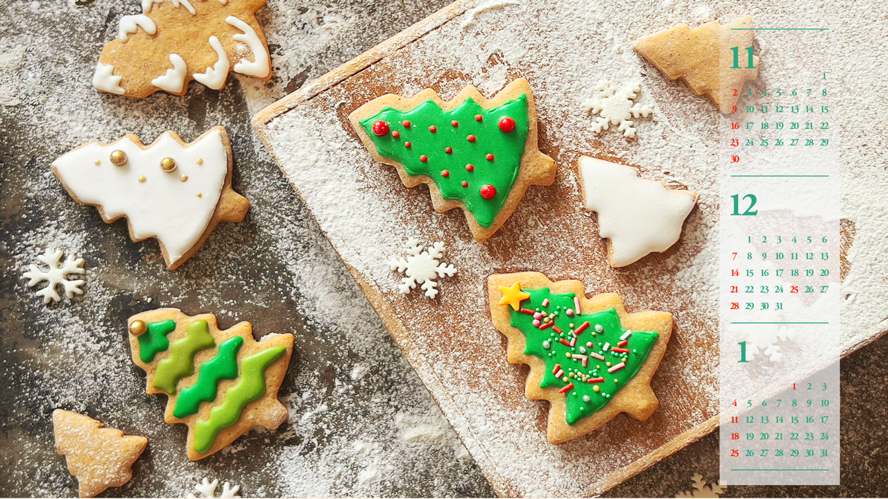 02 크리스마스 트리 쿠키 B - 2025년12월 달력배경화면