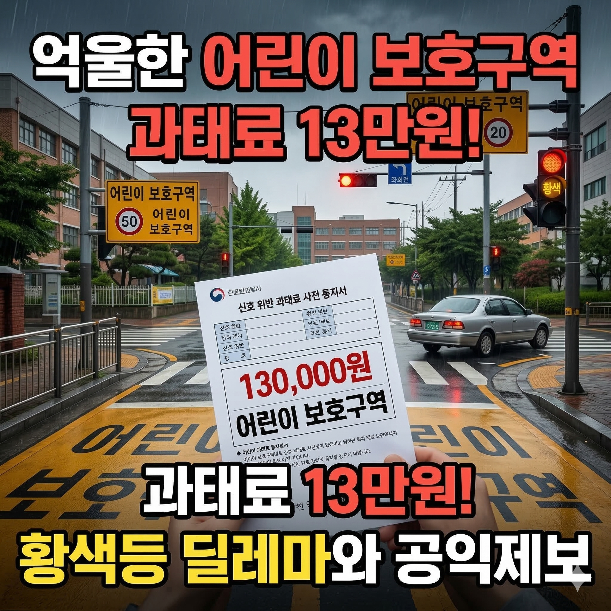 어린이 보호구역 신호위반 과태료 13만원, 억울한 황색등 딜레마 해결법