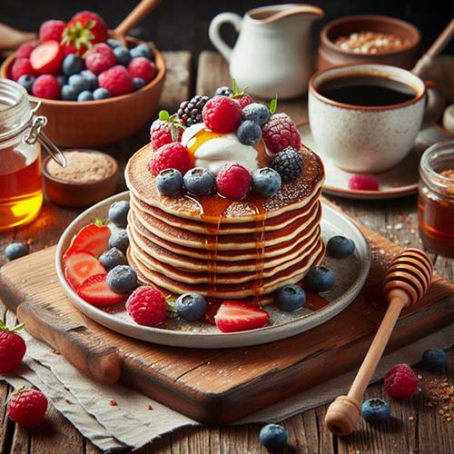 요구르트-베리-통곡물-팬케이크