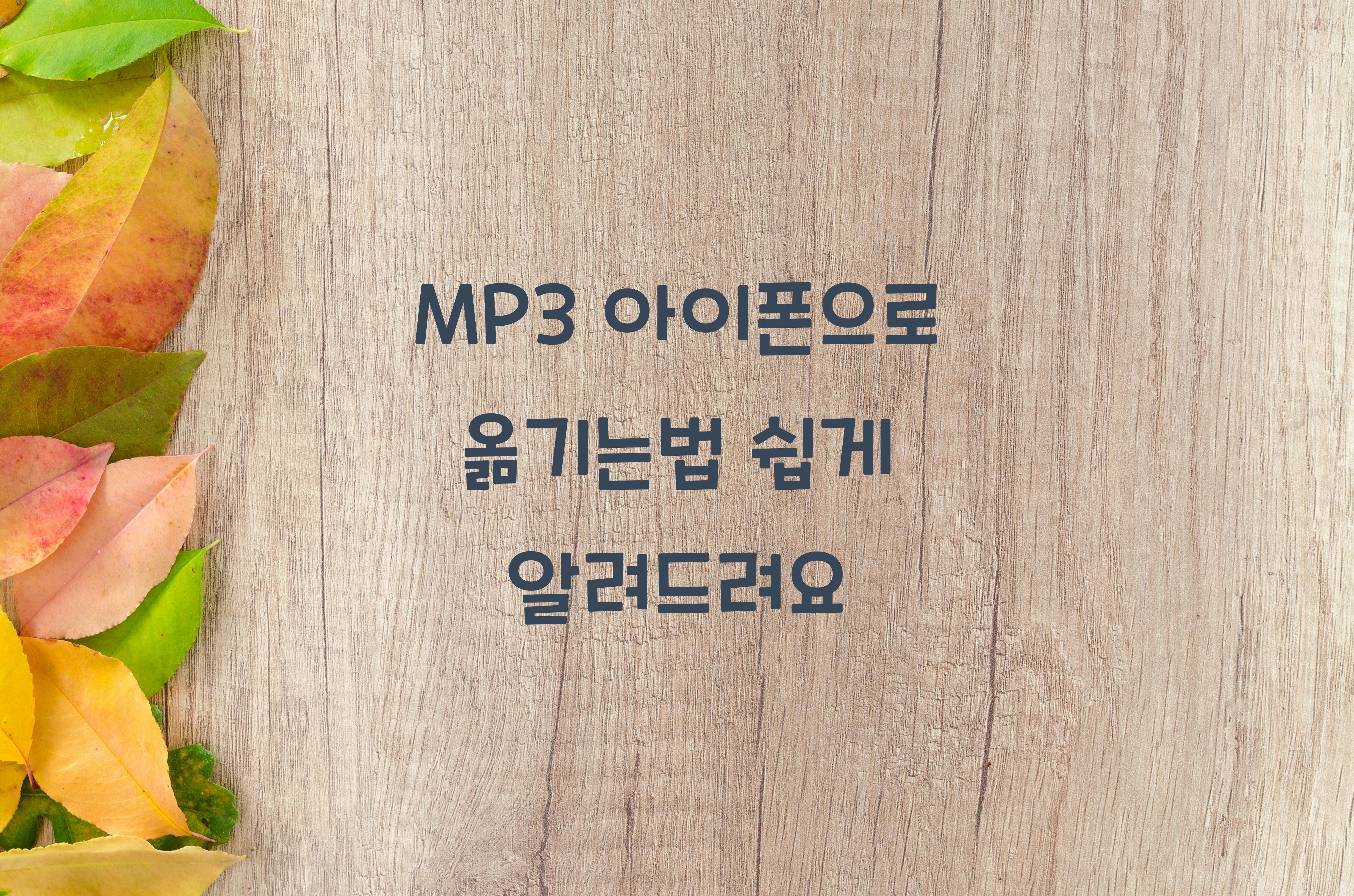 MP3 아이폰으로 옮기는법