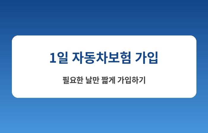 1일 자동차보험 가입