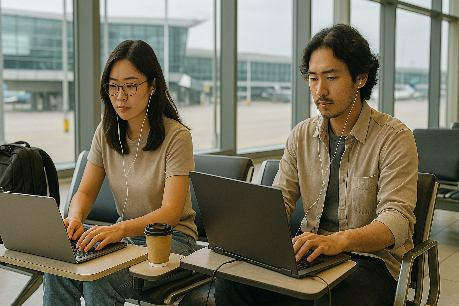공항 대기석의 디지털 노마드