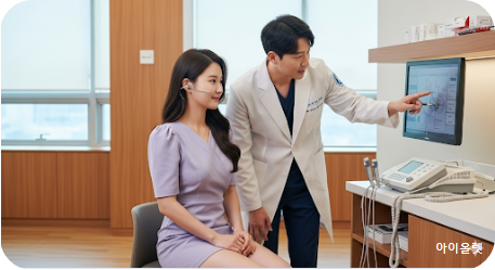 청력 검사를 받는 모습