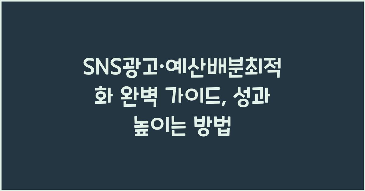 SNS광고·예산배분최적화