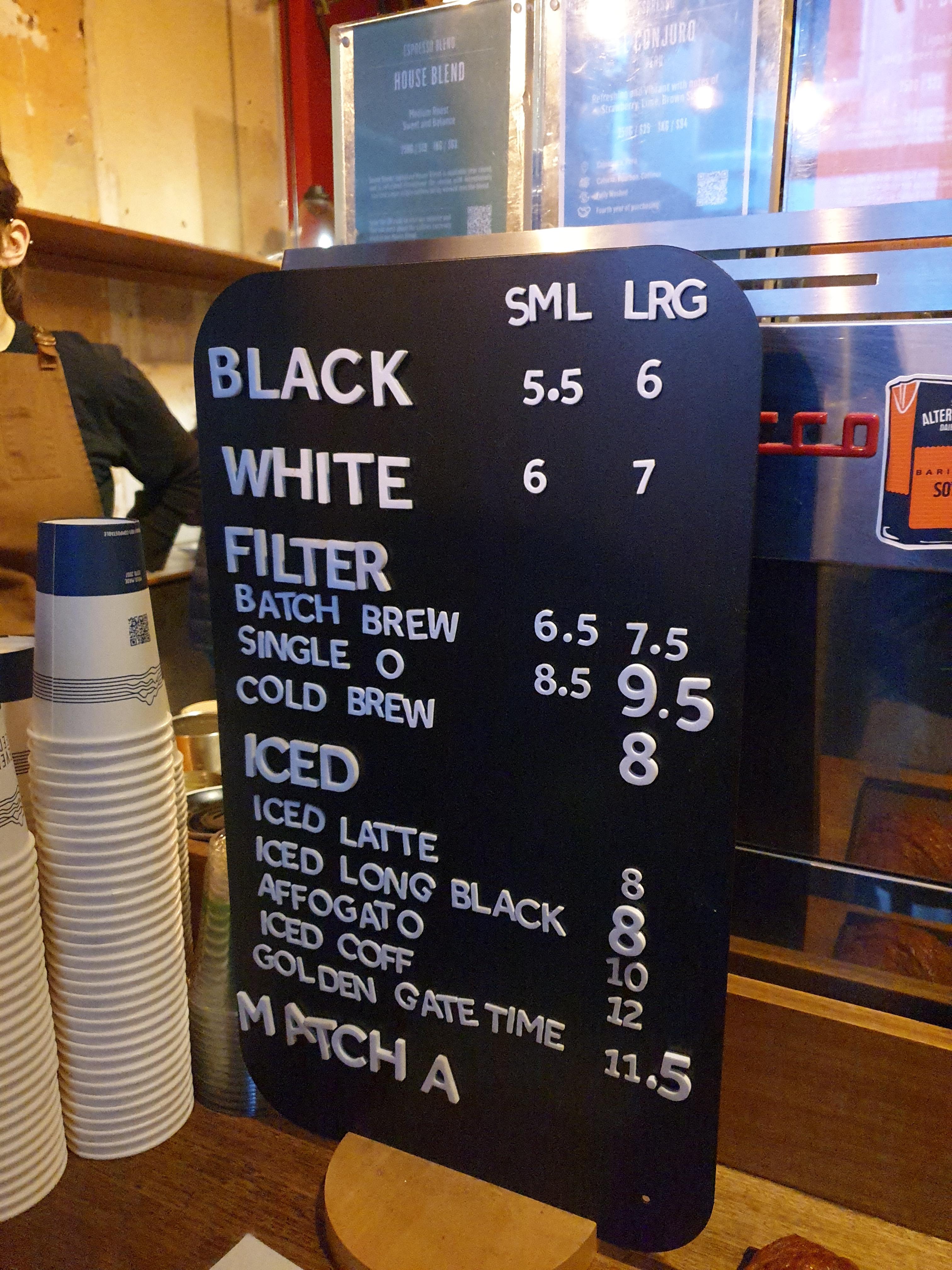 브라더 바바 부단(Brother Baba Budan): 멜버른 3대 커피 마지막 방문기_메뉴판