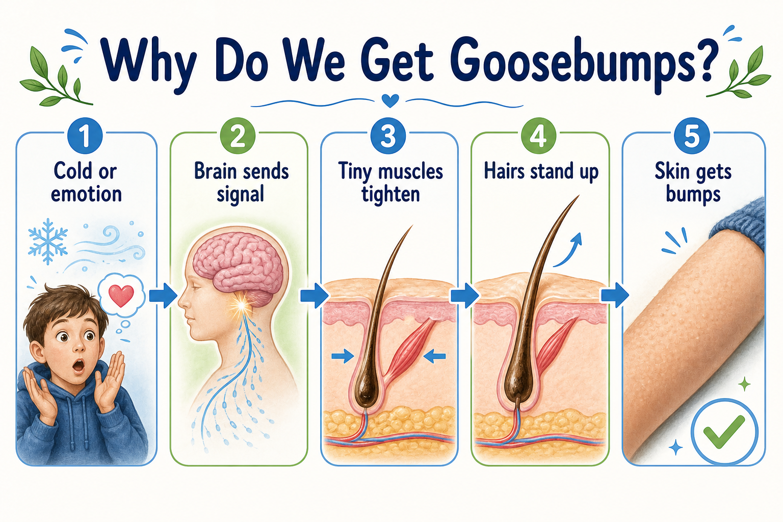 Infographic explaining why people get goosebumps