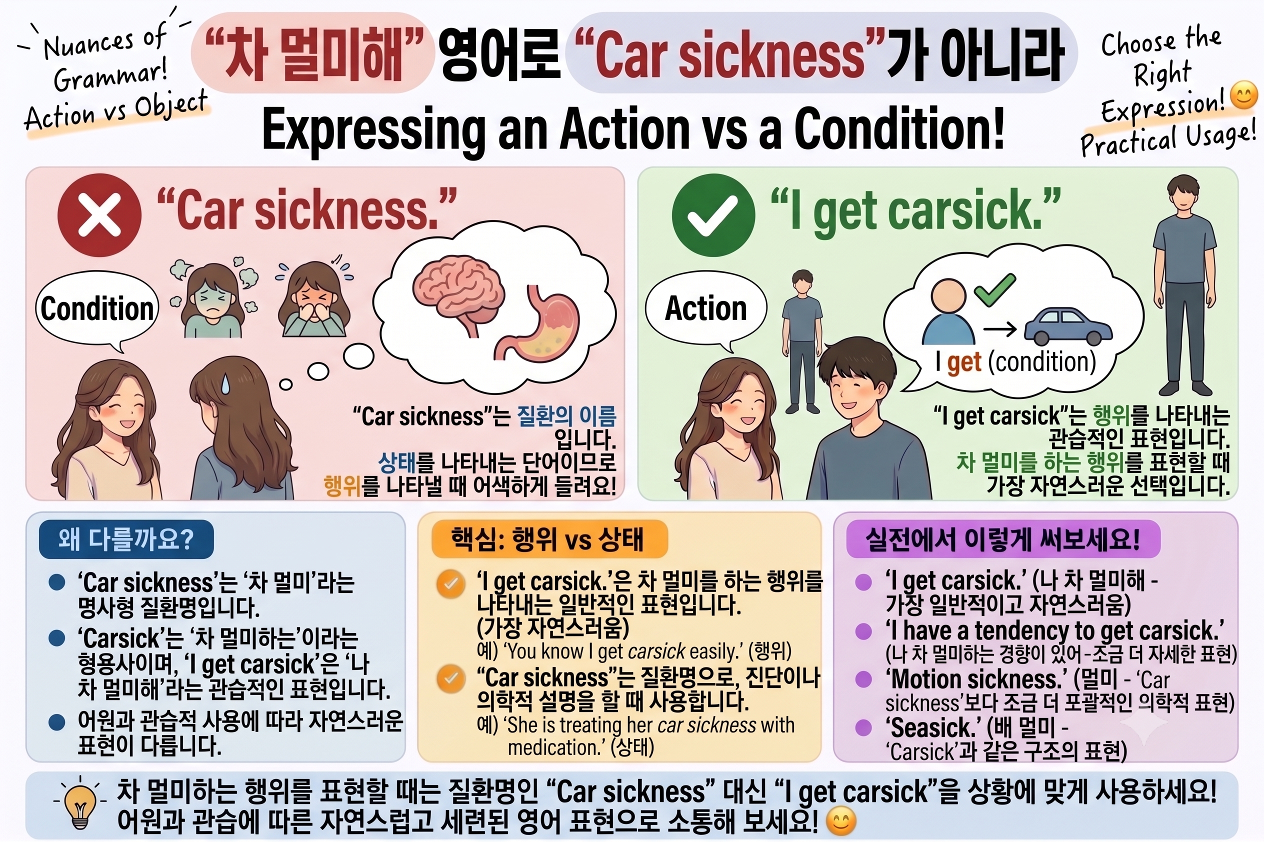 차 멀미 영어표현