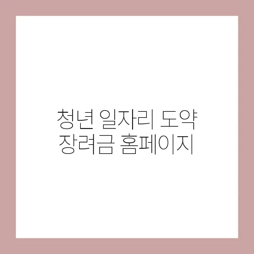 청년 일자리 도약 장려금 홈페이지