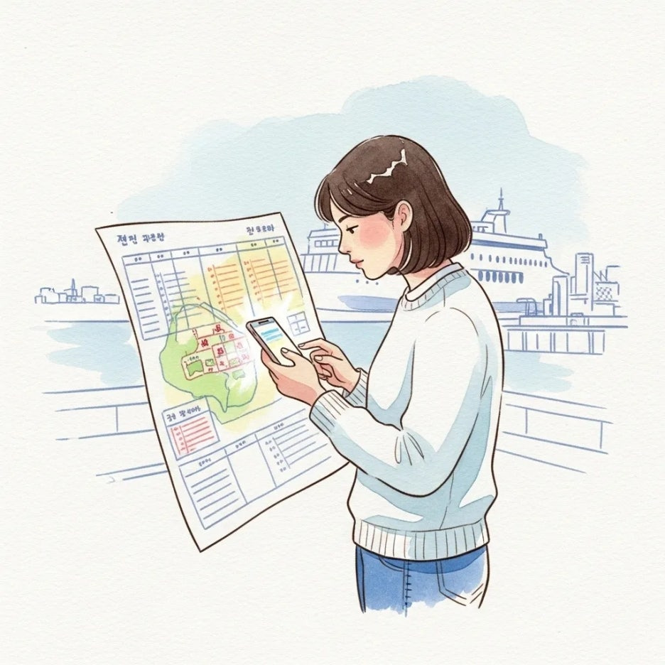 만지도 여행 준비하는 모습