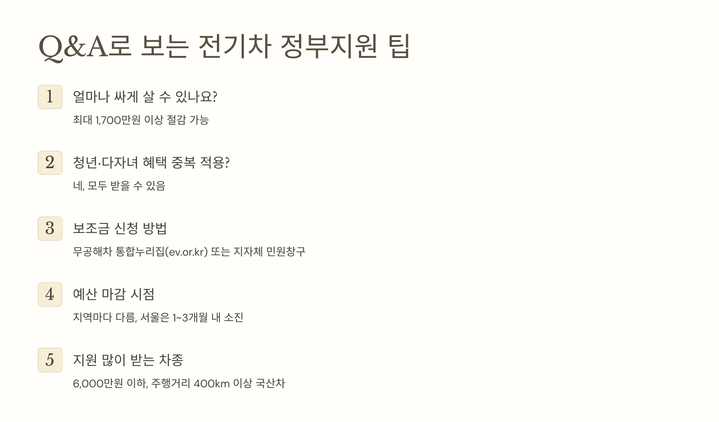 Q&amp;A로 보는 전기차 정부지원 팁