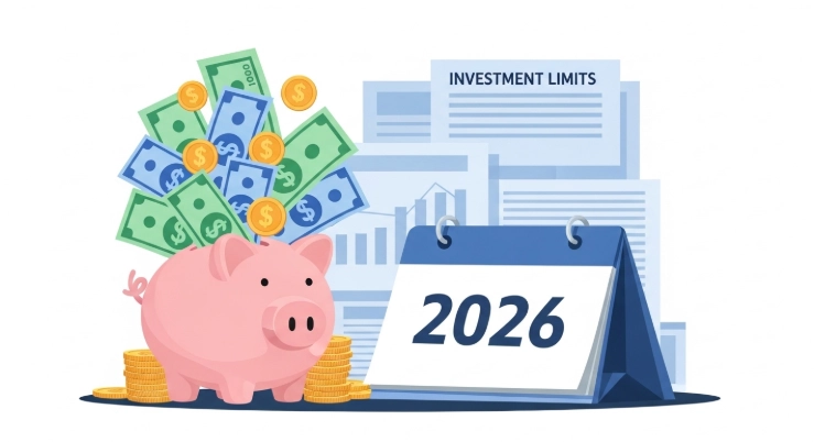 돼지 저금통과 2026년 달력이 놓여 있고, 돈이 쌓여가는 모습으로 ISA 계좌의 납입한도 이월을 시각적으로 나타냅니다.