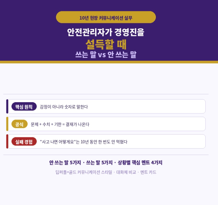 안전관리자가 경영진을 설득할 때 쓰는 말 vs 안 쓰는 말