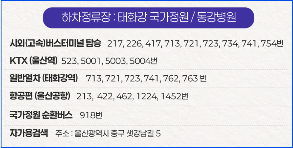 태화강 국가정원 교통정보