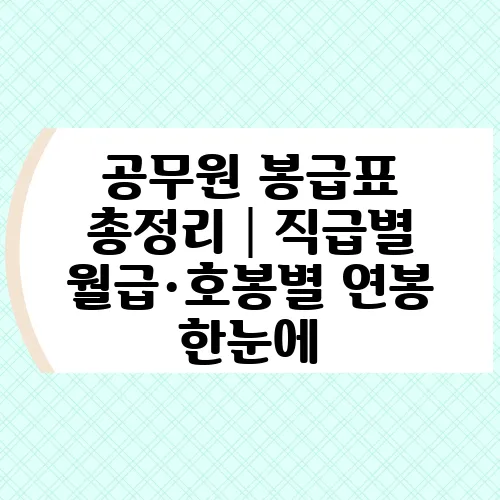 공무원 봉급표 총정리│직급별 월급·호봉별 연봉 한눈에