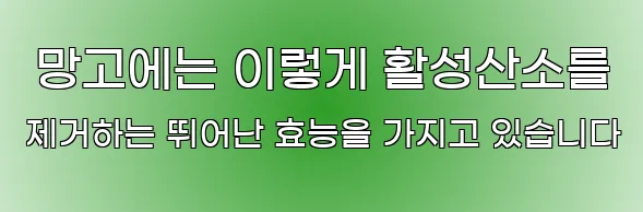  망고에는 이렇게 활성산소를 제거하는 뛰어난 효능을 가지고 있습니다