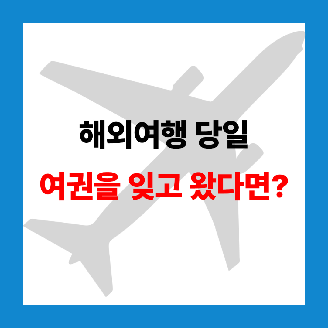 해외여행 당일 여권을 잊고 왔다면?